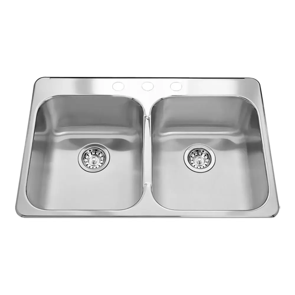 Steel Queen Double Bowl Sink Stain-free Steel, 31-1/4'' x 20-1/2'' x 8''