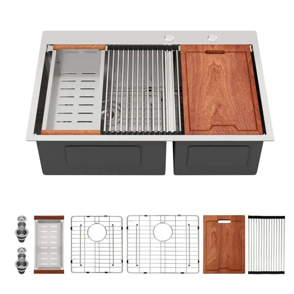 Topmount Drop Kitchen Sink Dual Bowl Design