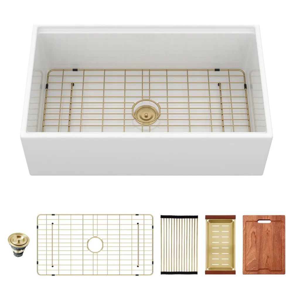 Workstation Single Bowl, Apron Front Kitchen Sink - Pearl