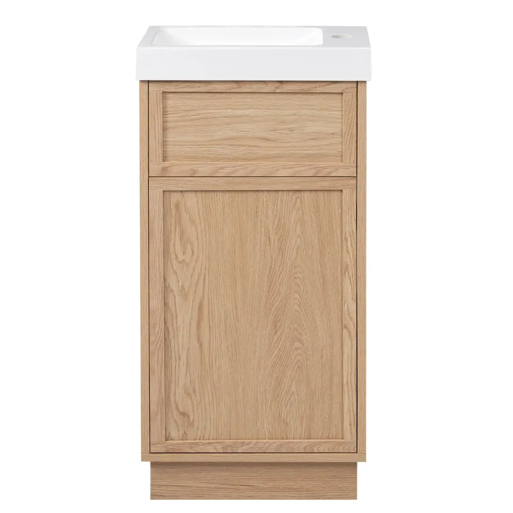 15.75" Bathroom Vanity Convertible Resin Sink And Cabinet - Wood