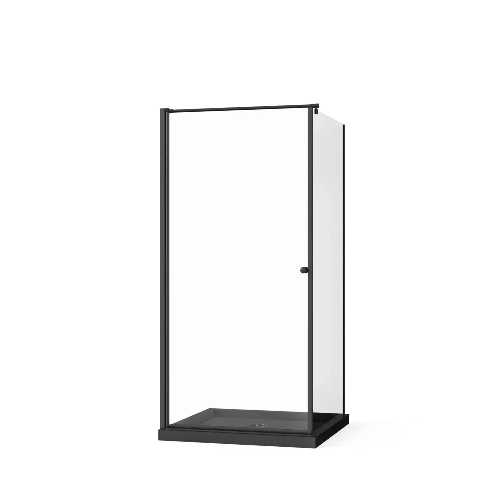 Corner Shower Enclosure, Frameless Pivot Door - Midnight