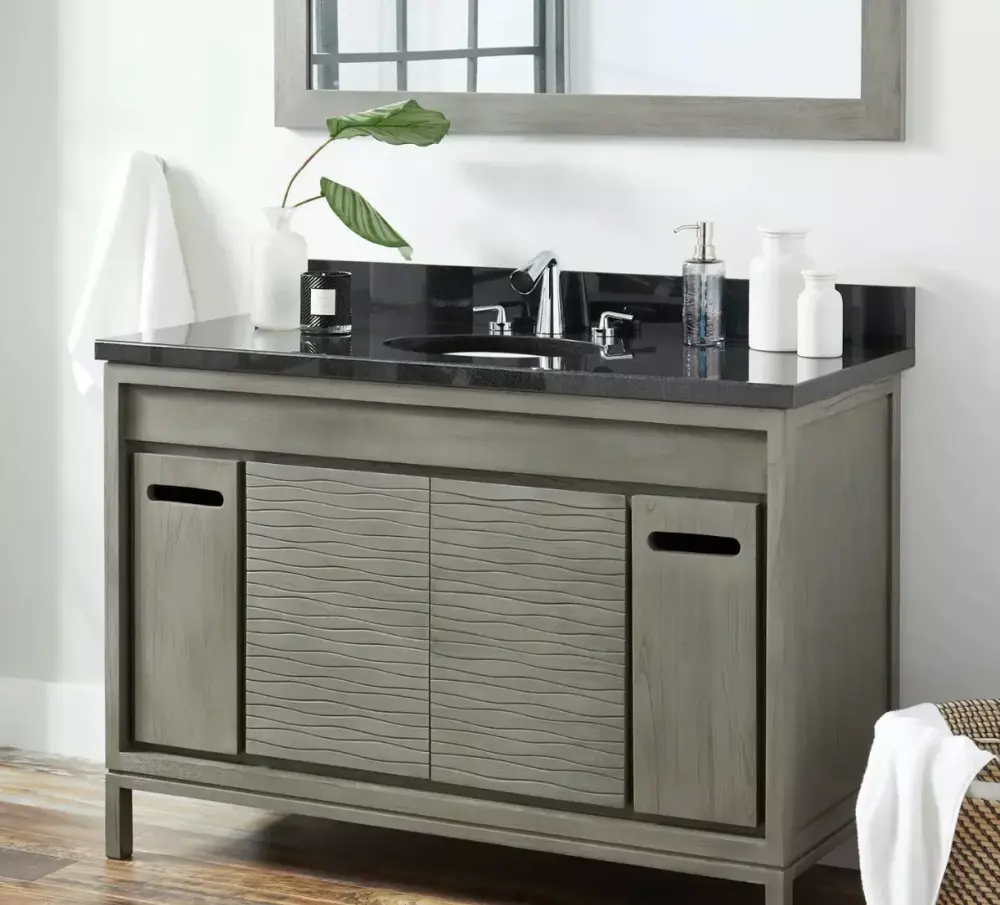Signature Hardware Becker Bathroom Vanity Teakwood BOX Graywash 48"
