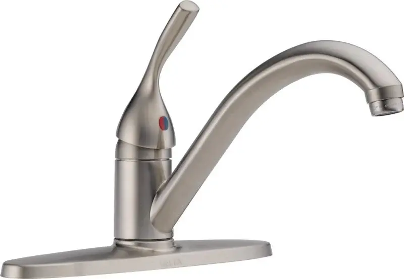 Delta Classic Series 400-SS-DST Kitchen Faucet, 1.8 gpm, 4-Faucet Hole, Steel, Stainless, Deck, 8 Faucet Centers