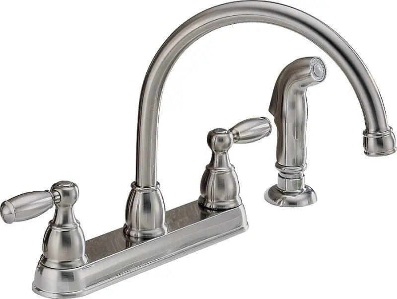 Delta Peerless Claymore Series P299575LF-SS Kitchen Faucet, 1.8 gpm, 2-Handle, Non-corrosive Steel, Deck