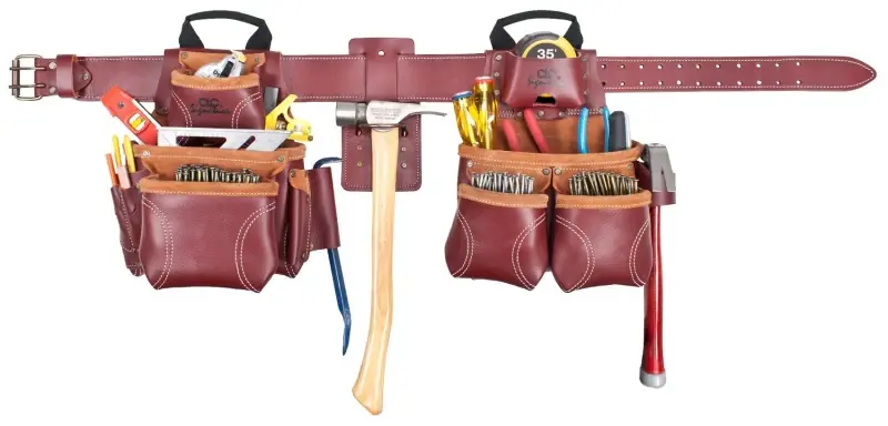 CLC Signature Select Series 21453X Tool Belt Combo System, 40 to 52 Waist, 62 L, Leather, Chestnut, 18-Pocket