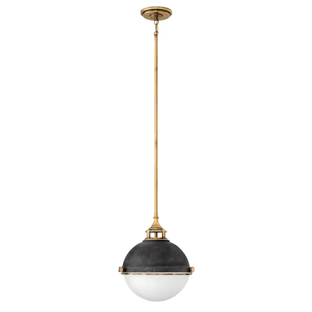 Fletcher 2 Light Pendant Airy - Aged Zinc & Heritage Brass