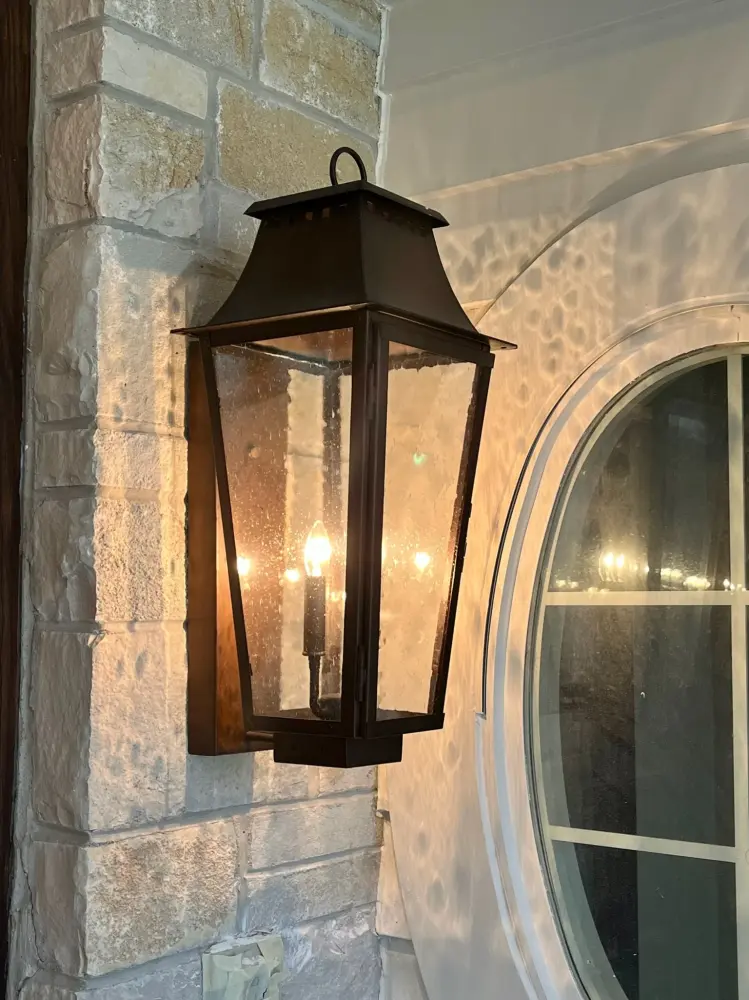 Wellington Copper Lantern - Electric Copper Wall Install