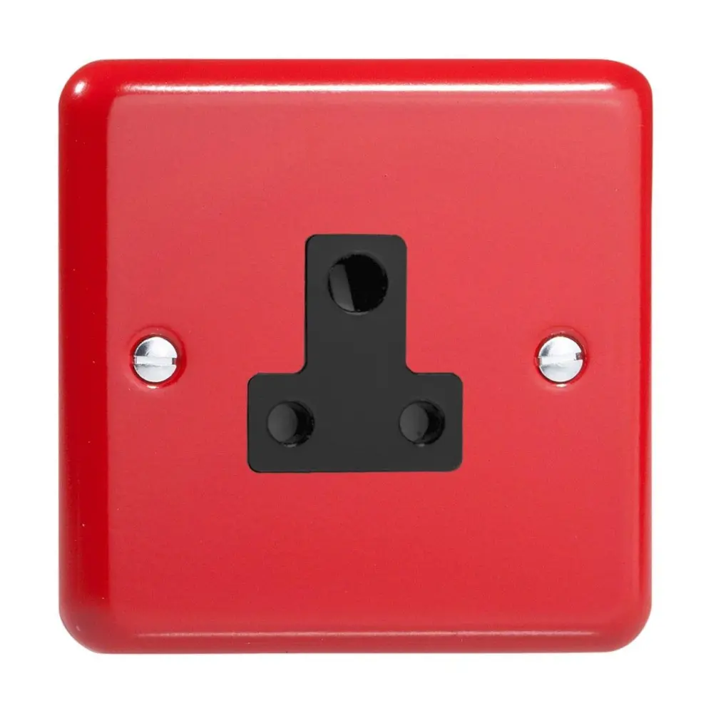 Varilight 1-Gang 5A Round Pin Plug Socket Pillar Box Ruby XYRP5AB.PR