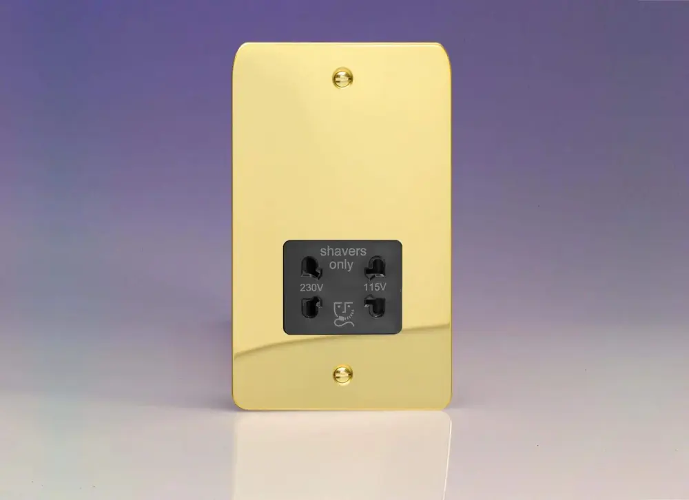 Varilight Dual Voltage Shaver Plug Socket 240V/115V 240V/115V Polished Warm alloy XFVSSB