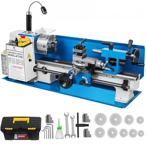 VEVOR Bench Top Mini Metal Lathe 7" x 14" Variable Speed Milling Machine Lamp, JSMNCC7X14-550W01V1
