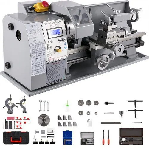 VEVOR Benchtop Mini Metal Lathe 8" x 16" Digital Presentation Variable Speed Chucks, JSMNCC8X16HHPJ001V1