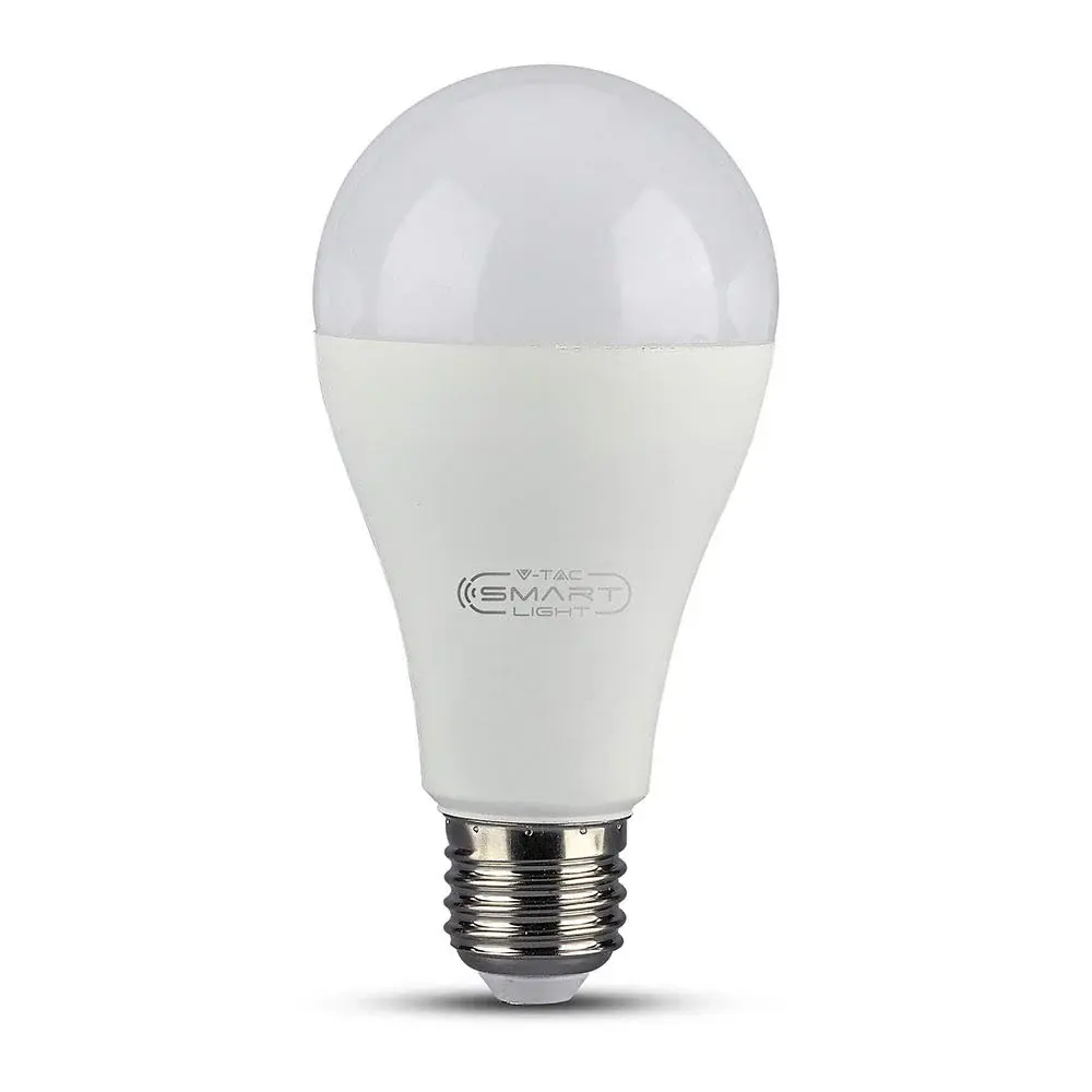 V-TAC 15W A65 Smart WiFi LED Bulb, RGB + 2700K-6400K and Multicolored, Dimmable, Auto On/Off, Designed Alexa and Google Ho...