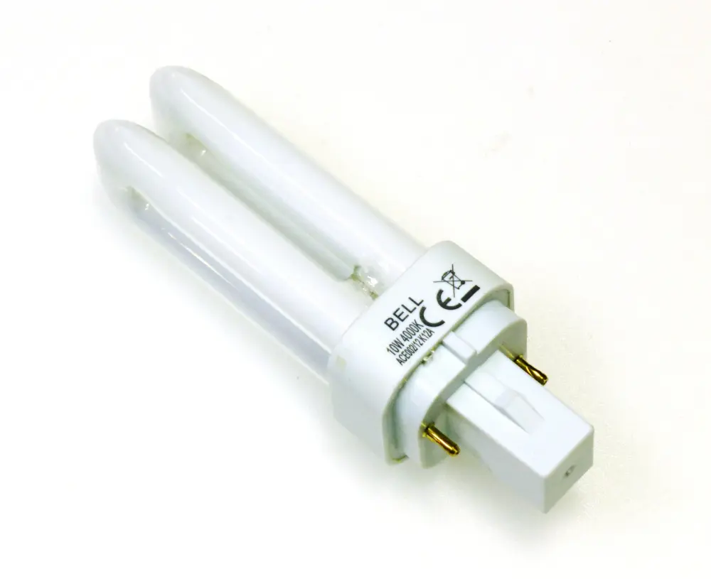 4x 10 watt CFL 2 pin Energy Saving Lamp 10W Cold White 840 G24d-1 Double turn
