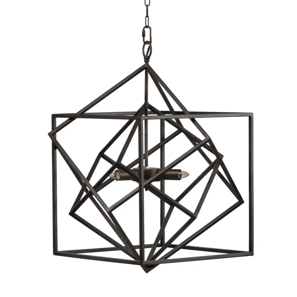 3 Light Metal Chandelier, Hanging Portable Fixture Adjustable Chain Kitchen, Bulb Not Included - Black Dusk to Dawn