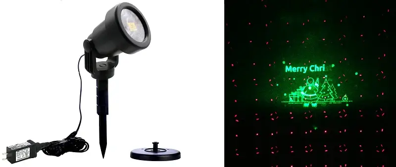 Hometown Holidays 92511 Projector Laser, 1 , 120 V Input and 5 V Transformer, Green/Red Buoyant, Black