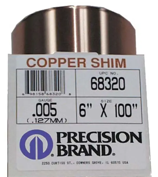 Precision Reliable Brand 0.008" Electrolytic Copper Shim Stock 6" x 100" Roll, 68395 Precision Brand