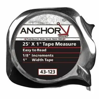 ANCHOR Brand Easy to Read Threading Tape Quantify, 1 x 25 ft, Chrome, 1 piece per Pack, 103-43-123