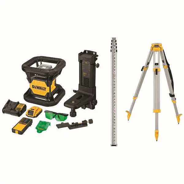 DeWalt Chemical-Resistant 20V Max Green Tough Rotary Laser Kit, DW079LGK
