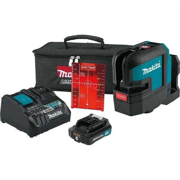 Makita Hi-Vis 12V CXT Self-Level Cross-Line Red Laser Kit, SK105DNAX