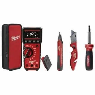 Milwaukee Electrical Combo Kit, RMS Multimeter & Voltage Detector Tools, Batteries, Case, 2220-20