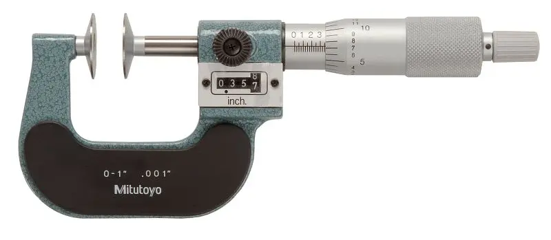 Mitutoyo Center Mic, Disk, 0-1 , .001 , Ratchet Stop, 223-125