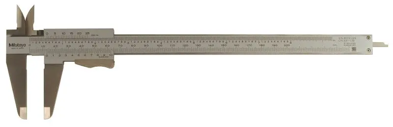 Mitutoyo Certified-Safe Vernier Caliper, 200mm/8 , .02mm/.001 , Tc, Dual Scale, 531-129