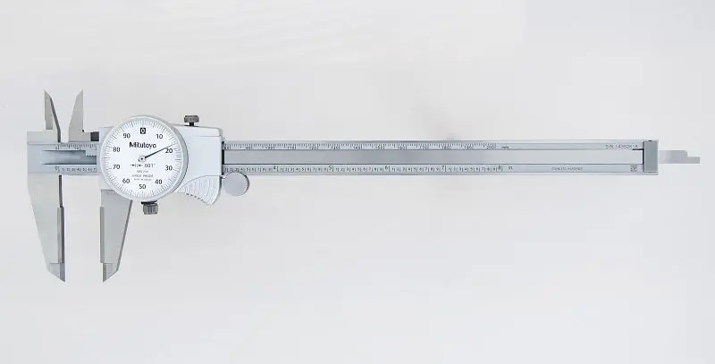 Mitutoyo Dial Caliper, 0-8 , .001 , Carbide OD, 505-737