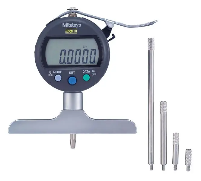 Mitutoyo Digimatic Depth Gage, ID-C ABSOLUTE Digimatic Depth Gage, I/m 0-8 , .0005 , 4 Base, 547-218S