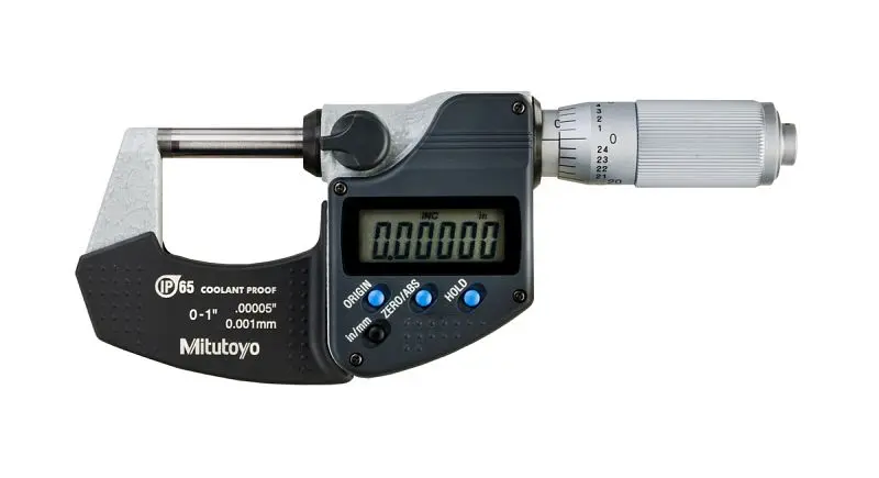Mitutoyo Digimatic Micrometer, I/m 0-1 , .00005 , No Output, Friction Thimble, 293-348-30