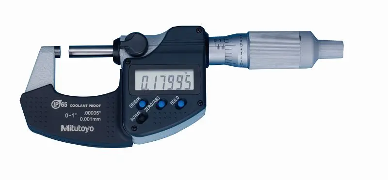 Mitutoyo Digimatic Micrometer, I/m 0-1 , .0001 , No Output, Ratchet Thimble, 293-349-30