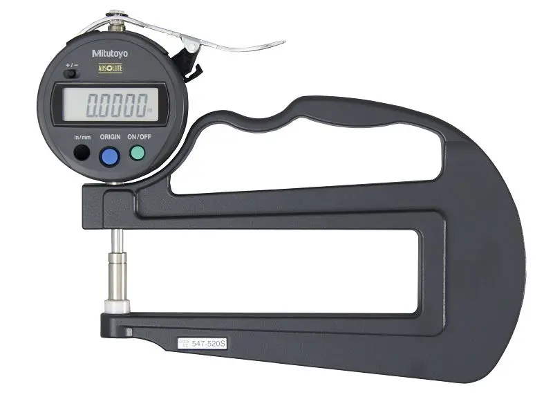 Mitutoyo Digimatic Thickness Gage, ID-S ABSOLUTE Digimatic Indicator, I/m 0-.47 , .0005 , Deep Throat, 547-520S