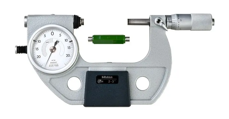 Mitutoyo Extra-Strong Indicating Micrometer, 2-3 , .00005 , Carbide Tipped, 510-133