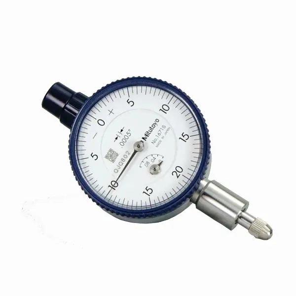 Mitutoyo Fade-Resistant Dial Indicator .0005, .1 , 3/8, Flat Back, 1671SB