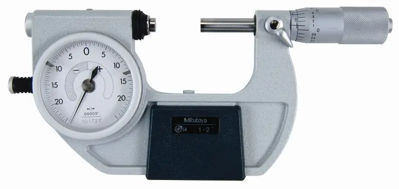 Mitutoyo Glow Indicating Micrometer, 1-2 , .00005 , Carbide Tipped, 510-132