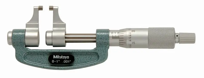 Mitutoyo Mechanical Caliper Type Micrometer, 0-1 , .001, Ratchet Stop, 143-121