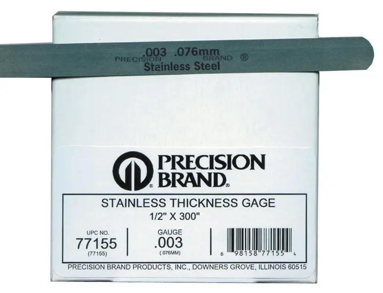 Precision Brand 0.001" Stainless Steel Thickness Gage 1/2" x 25' Coil, 77125