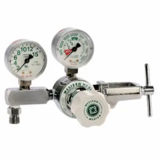 WESTERN ENTERPRISES Oxygen Flow Gauge Regulator, 1 To 8 Lpm, 3000 Psi Inlet, Cga 540 T-Nut and Nipple, M1-540-8FG