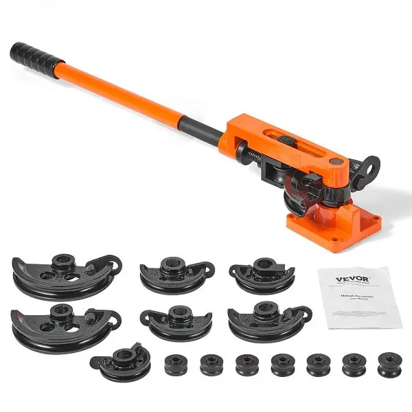 VEVOR Pipe Tube Bender, 3/8" to 1" OD Manual Pipe Tube Bender 7 Bending Solid Dies, SDWGJCSGY7381K20RV0