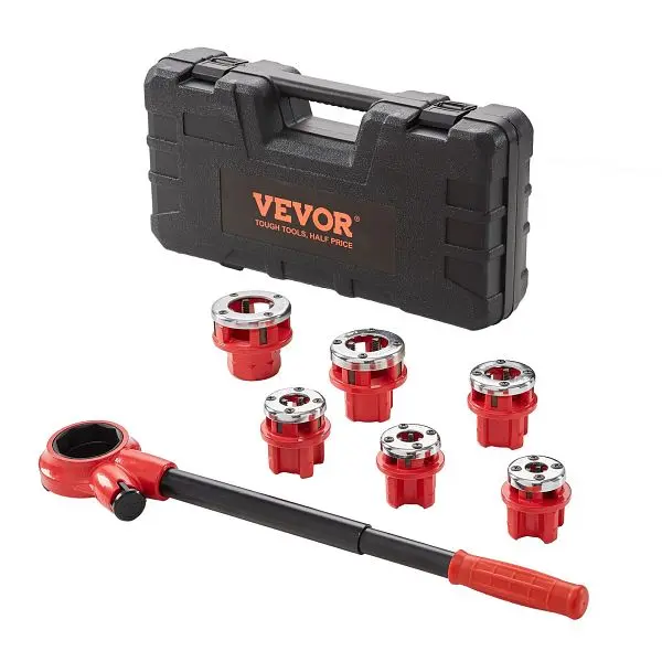 VEVOR Quick-Release Ratchet Pipe Screw Threader Kit, 1/4" NPT - 1-1/4" NPT Manual Ratcheting Pipe Threader, SDGL...