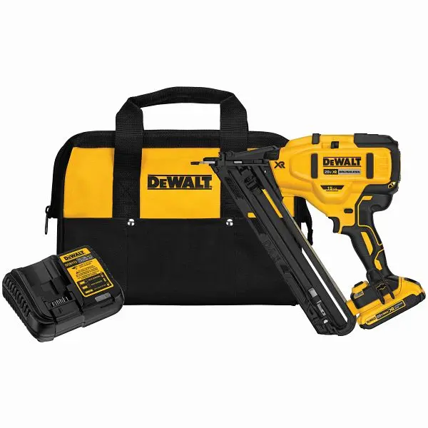 DeWalt 20V Max XR 15 GA Angled Finish Roofing Nailer Kit, DCN650D1