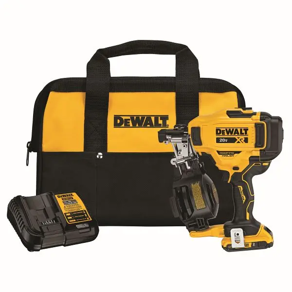 DeWalt Hardened 20V Max 15° Cordless Coil Roofing Concrete Nailer Kit, DCN45RND1