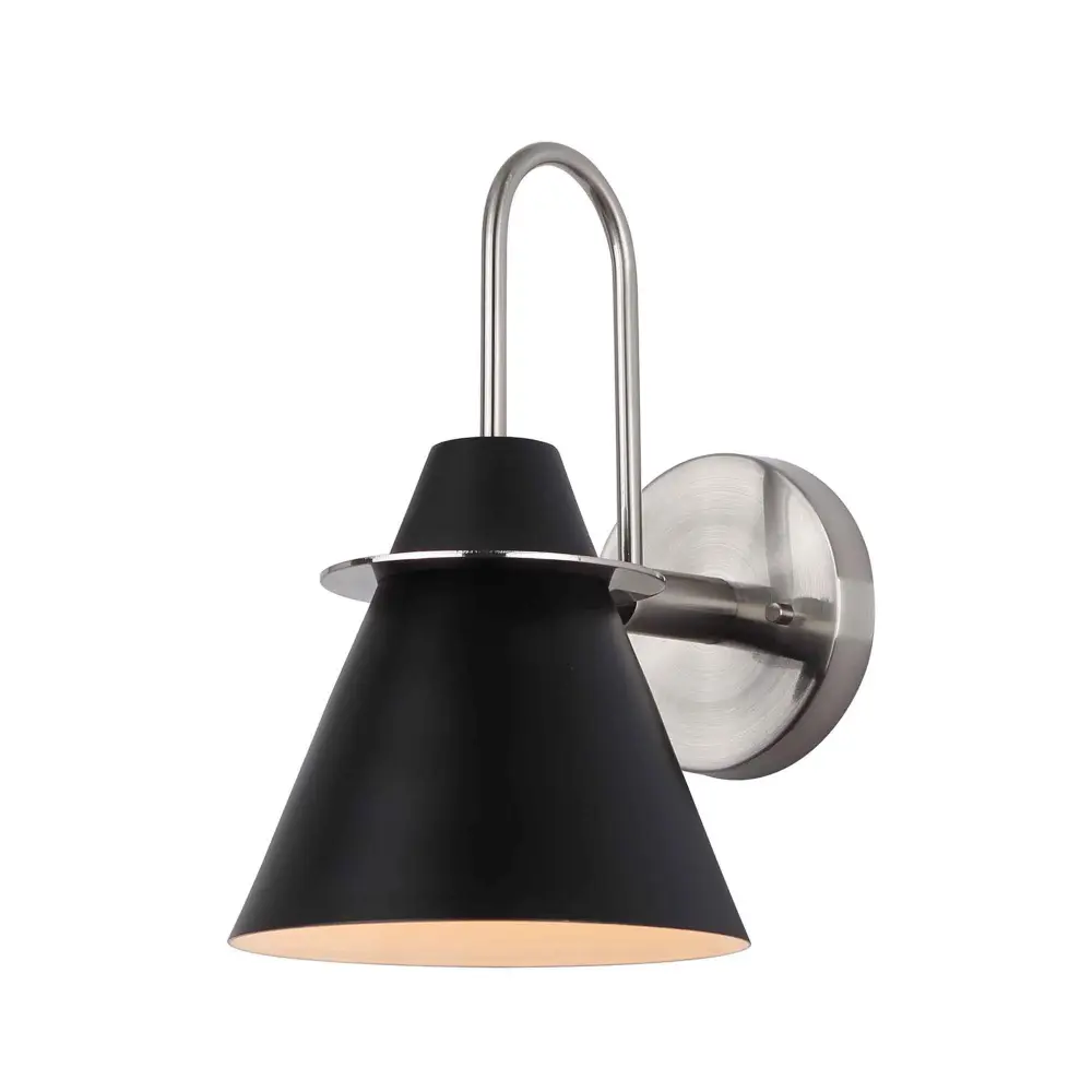 Talia 1-Light Indoor Wall Light, Black and Brushed Nickel