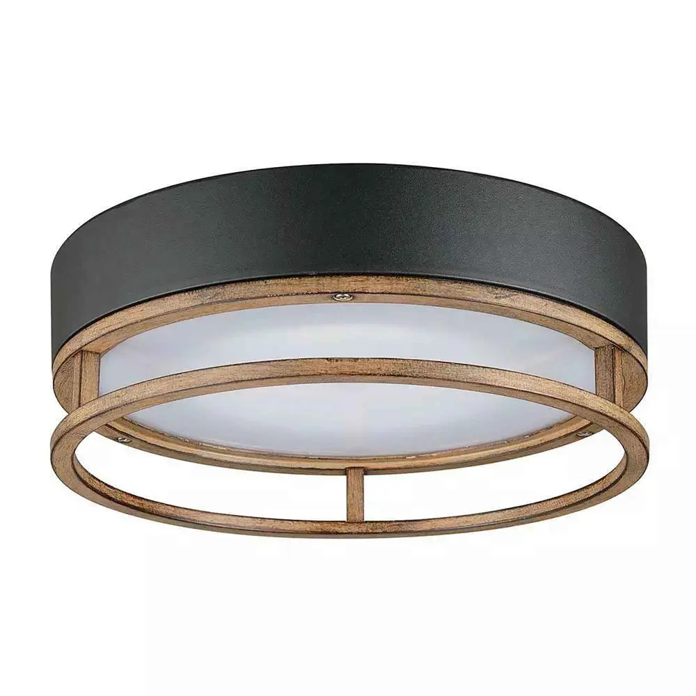LED Ceiling Airy Indoor and Outdoor Use Black Faux Wood Finish, 12" x 4-1/8"