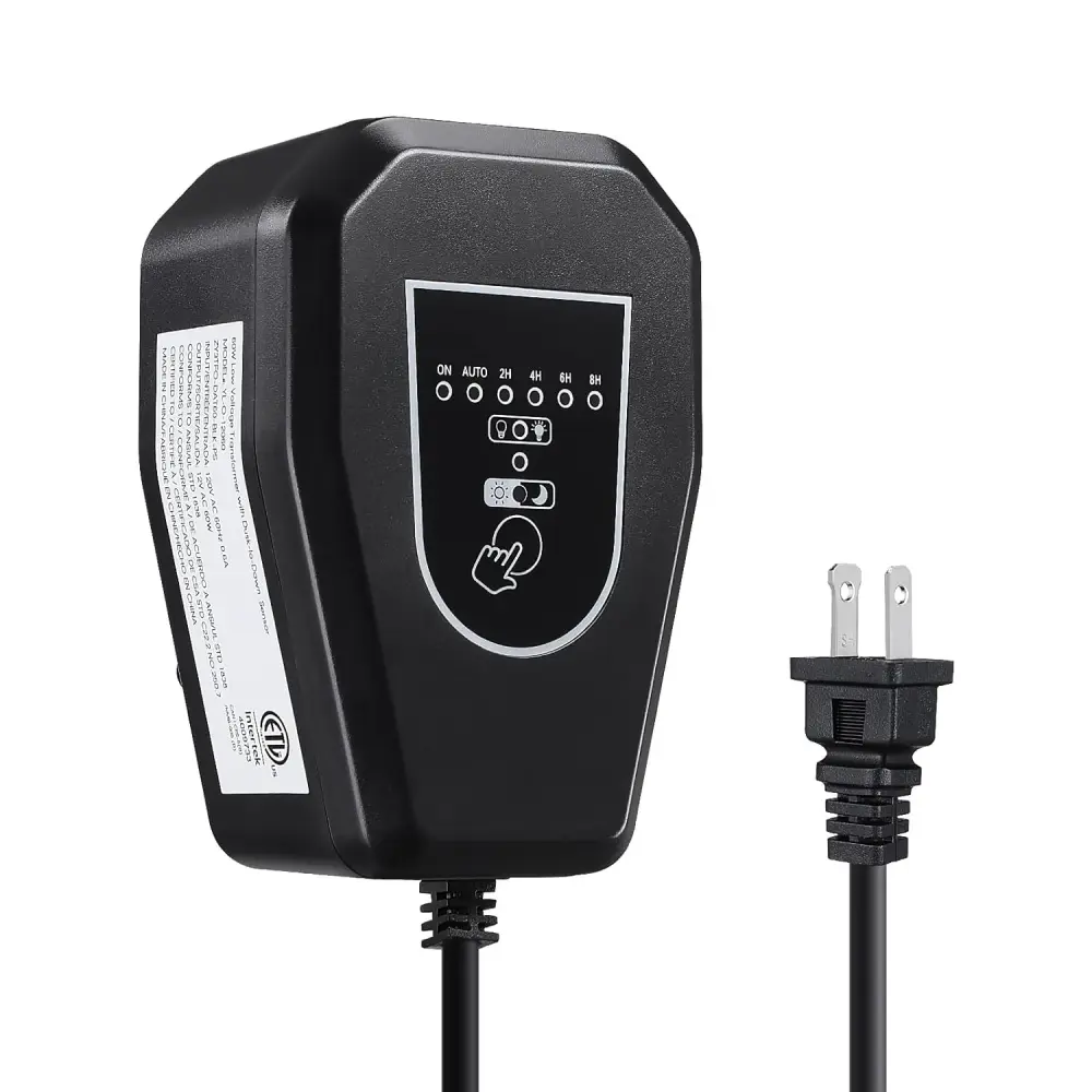 Outdoor Low Voltage Transformer Timer & Photocell Buoyant Sensor- 12V 60W AC Output