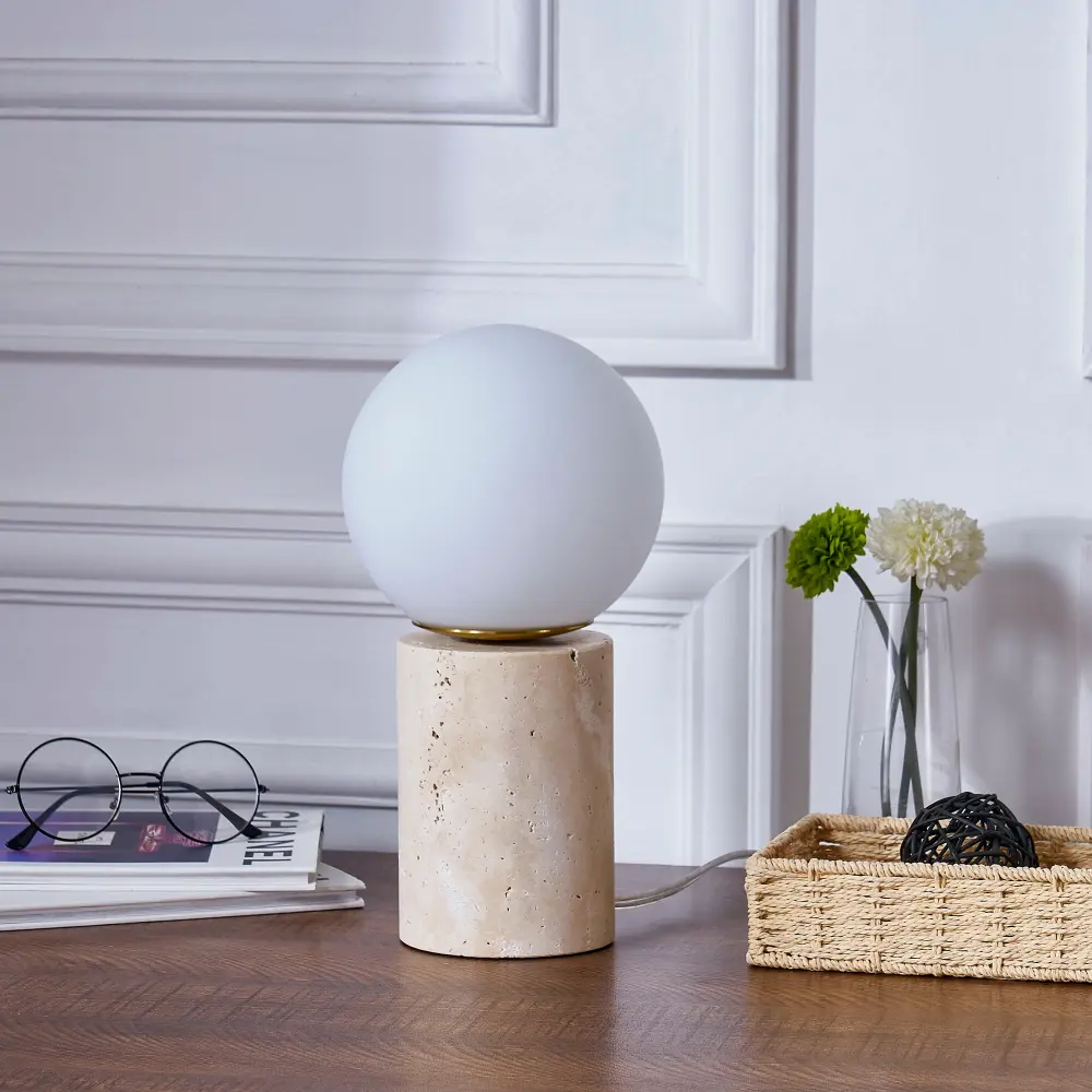 11.5'' Natural Modern Travertine Table Lamp Living Room/bedroom#T202