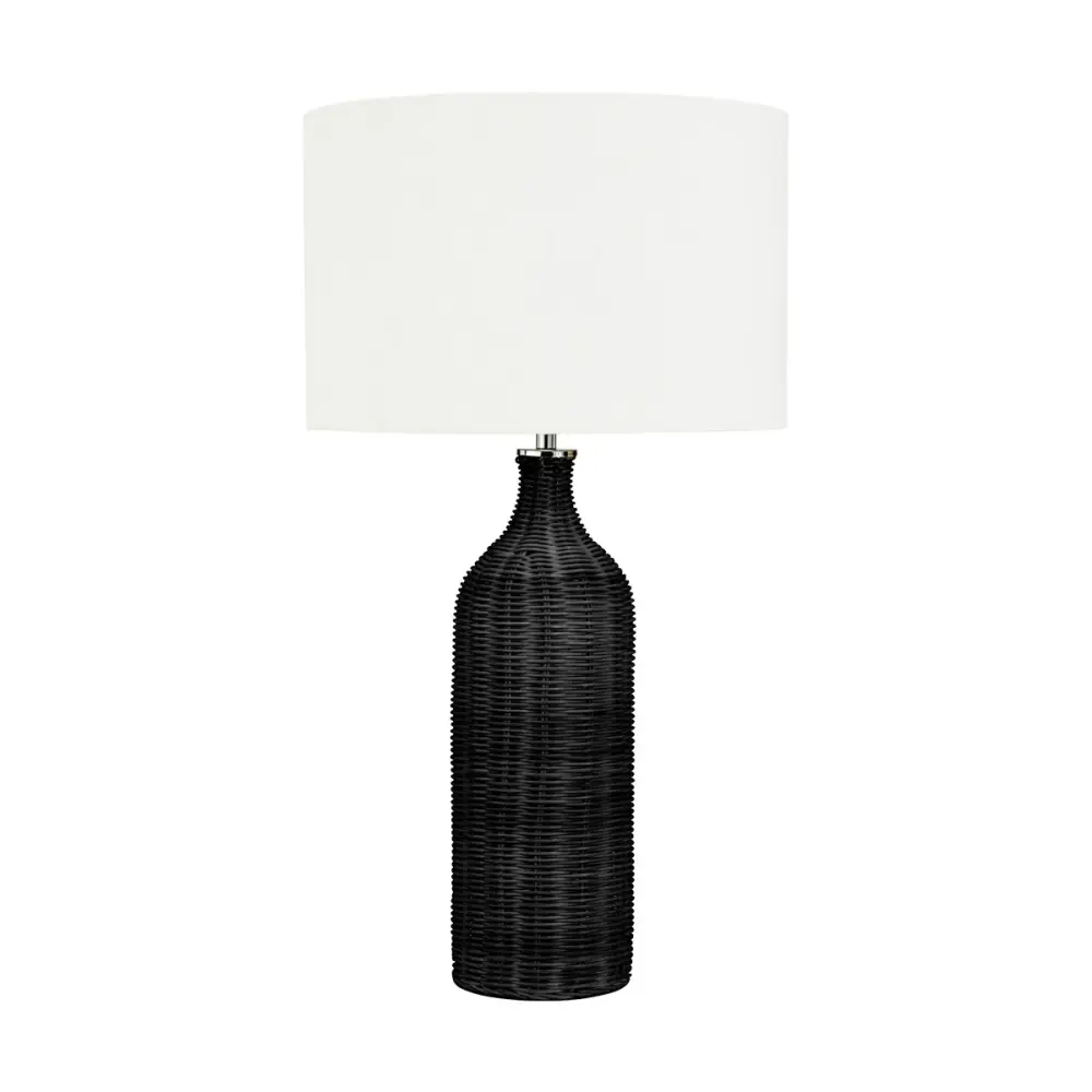 Anika Rattan Bottle Table Lamp - Ebony