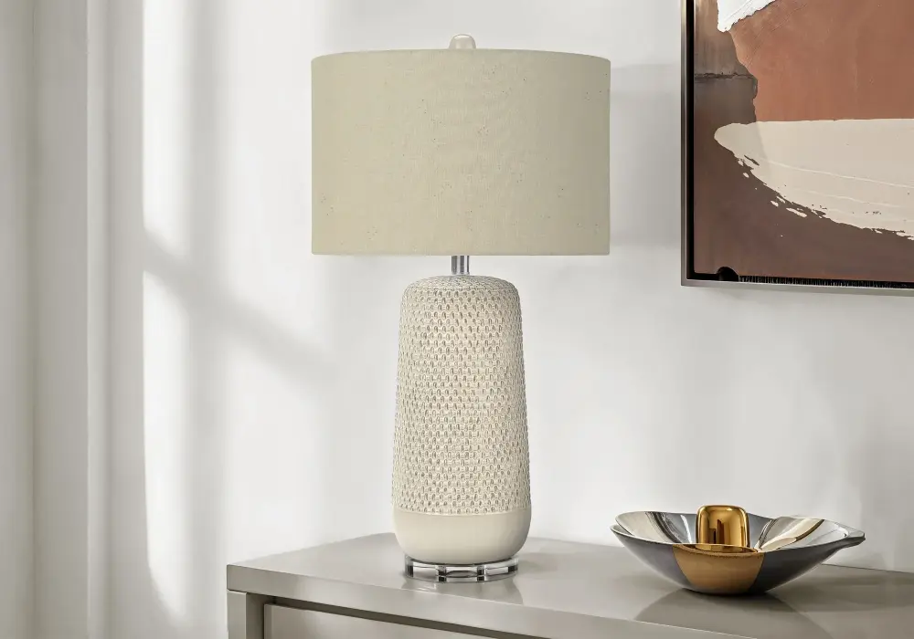Contemporary Lighting, Table Lamp, Earthenware, Resin - Cream