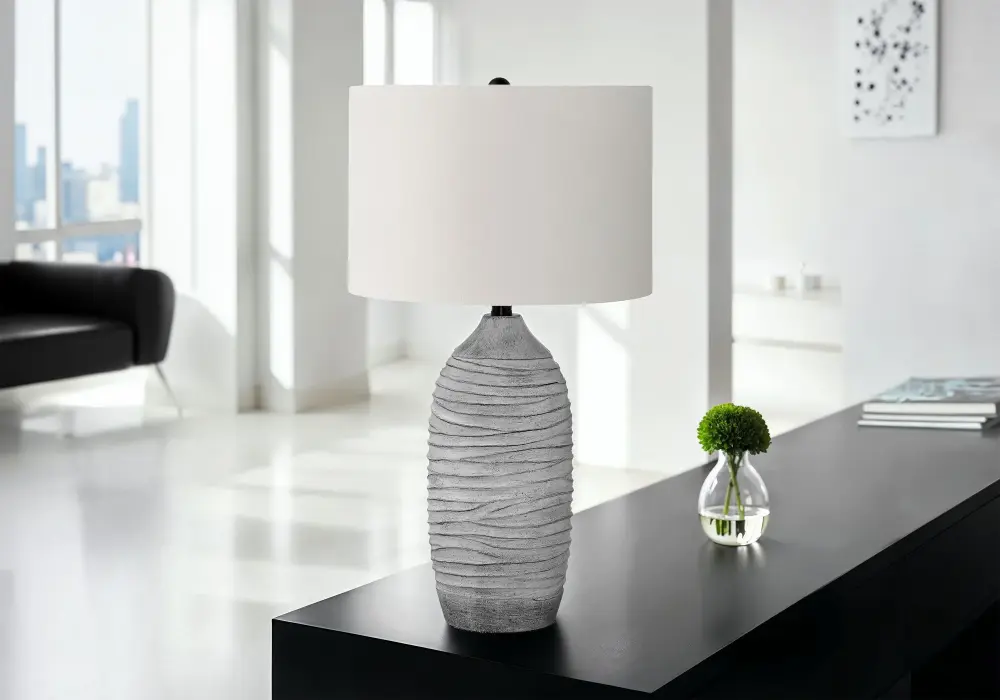 Lighting, Table Lamp, Resin, Cutting-edge - Gray / Cream