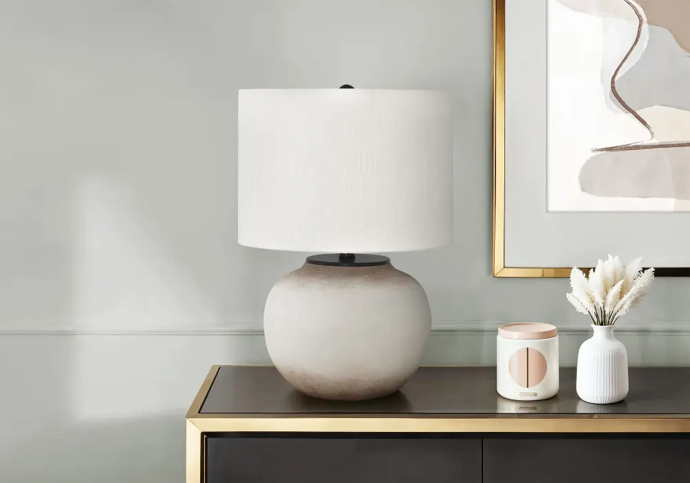 Modern Lighting, Table Lamp, Stoneware - Cream