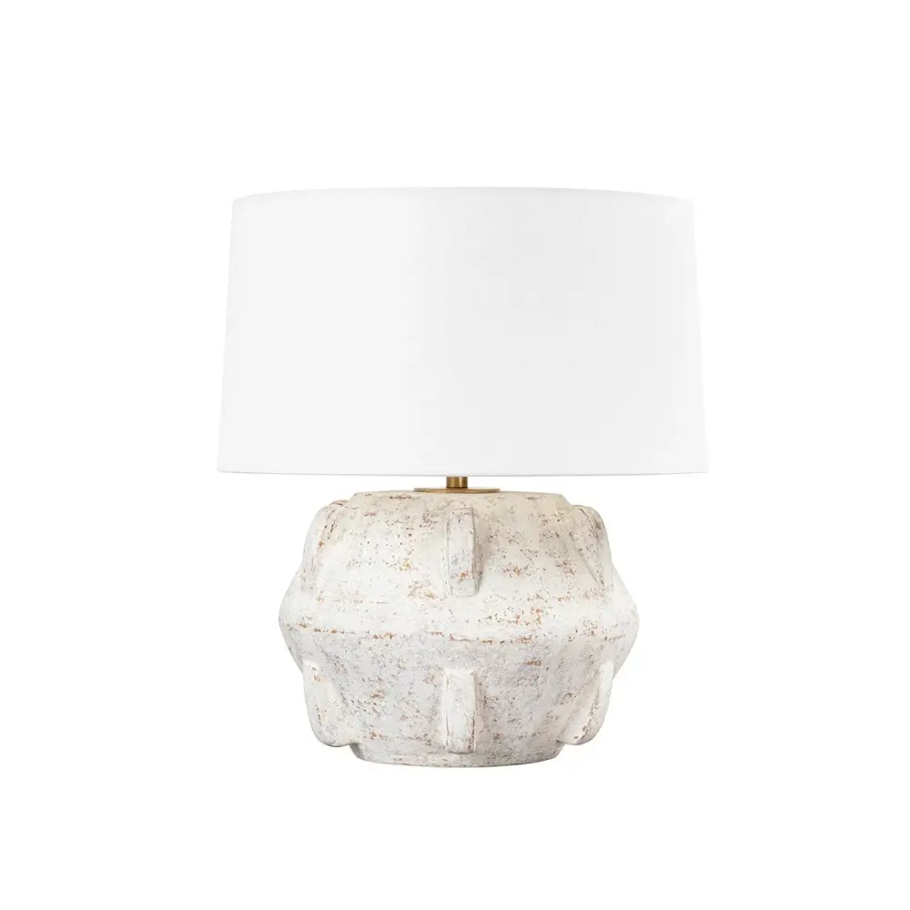 Vanda 1 Light Table Lamp - Patina Brass & Ceramic Whitewash Terracotta